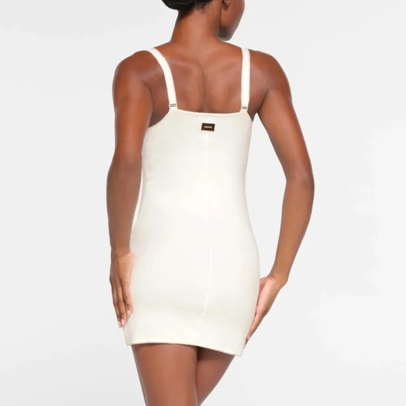 SKIMS NWT Cotton Rib Picot Mini White Dress S - Picture 3 of 7